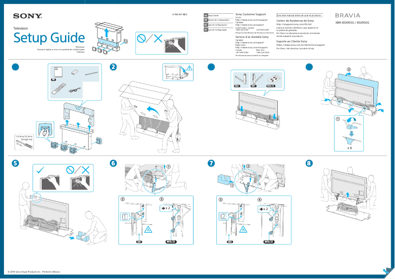 Página 1 del manual Guía de instalación Sony Bravia XBR-85X950G