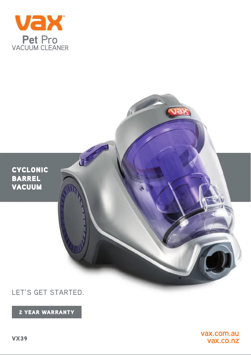 Página 1 del manual Manual de usuario Vax Pet Pro VX39