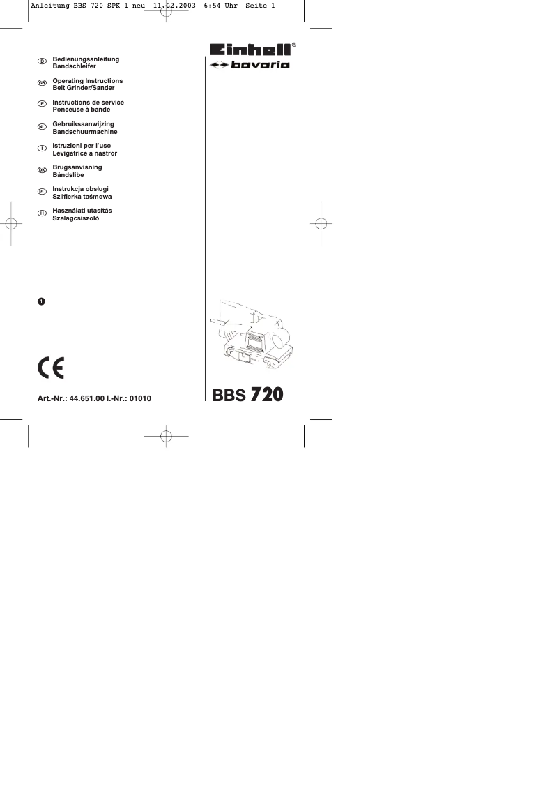 Image de la première page du manuel de l'appareil BBS 720