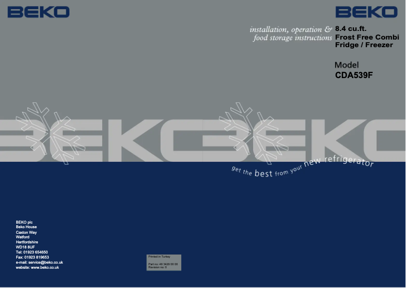 Page 1 de la notice Manuel utilisateur Beko CDA 539 F