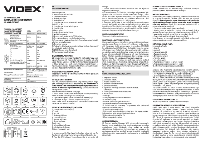 Page 1 of the manual User Manual Videx VLE-FSO-205
