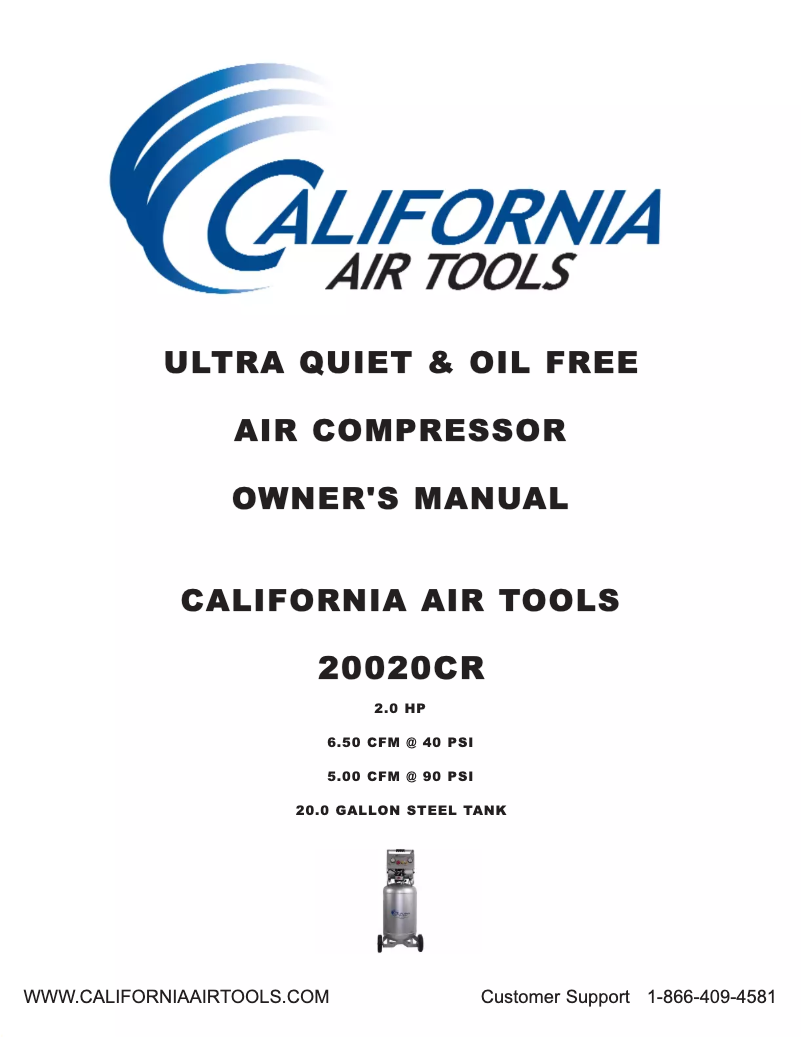 Page n°1 - Manuel utilisateur California Air Tools 20020CR