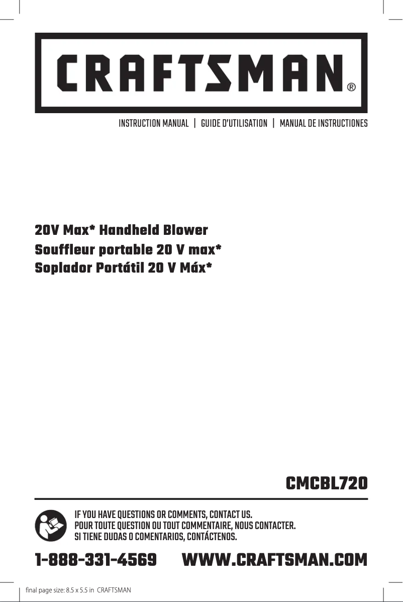 Page 1 de la notice Manuel utilisateur Craftsman CMCBL720D2