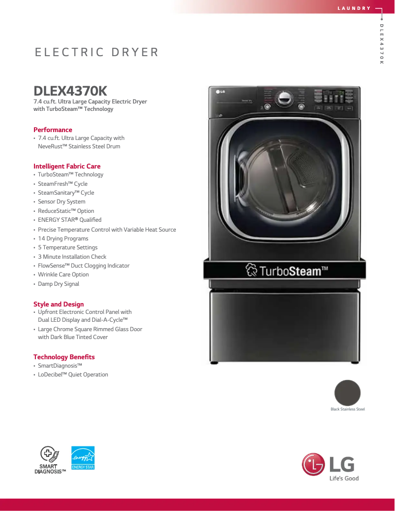 Page n°1 - Fiche technique LG DLEX4370K