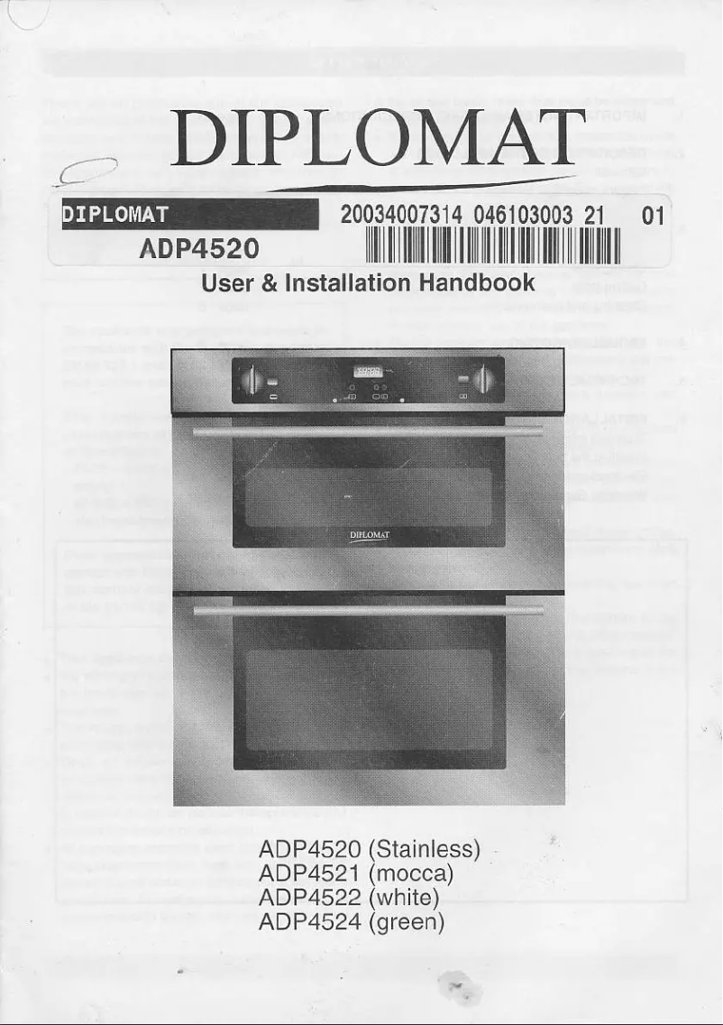 Page n°1 - Manuel utilisateur Diplomat ADP4521