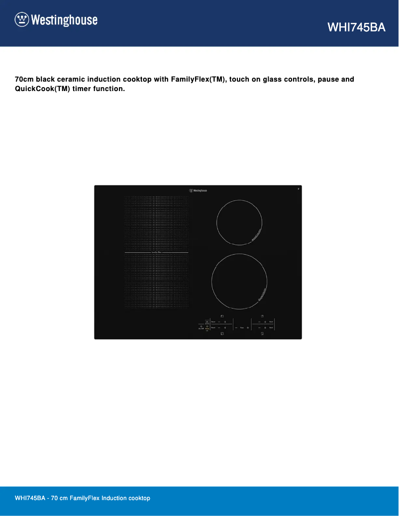 Page 1 de la notice Fiche technique Westinghouse WHI745BA