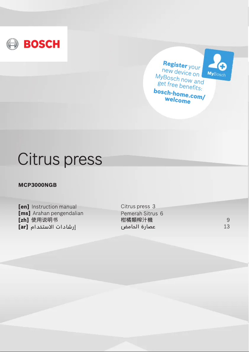 Page n°1 - Manuel utilisateur Bosch MCP3000NGB