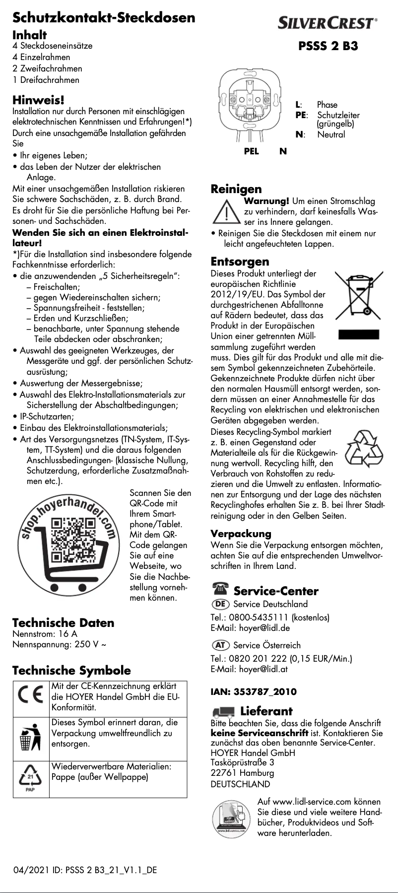 Page 1 de la notice Manuel utilisateur SilverCrest PSSS 2 B2