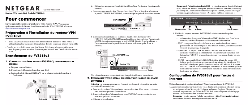 Page 1 de la notice Guide d'installation Netgear FVS318v3