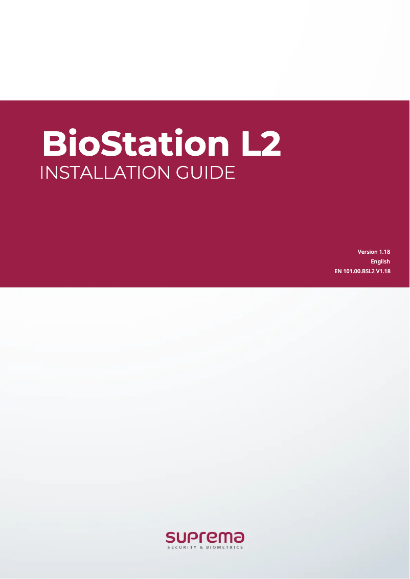 Page n°1 - Guide d'installation Suprema BioStation L2