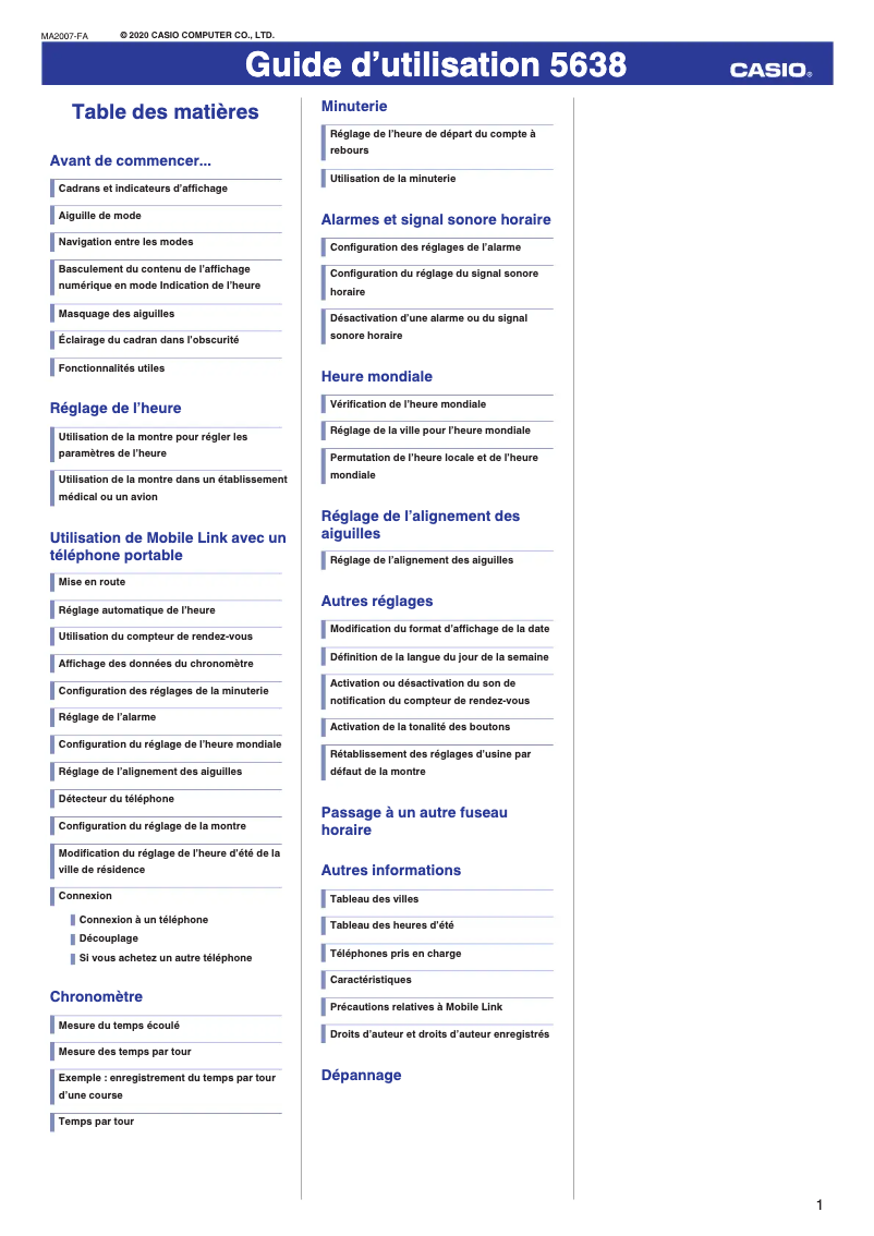 Página 1 del manual Manual de usuario Casio Edifice BCE-20