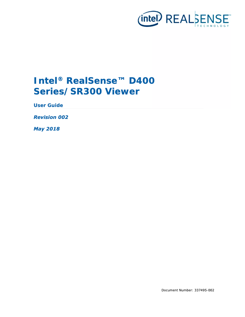 Image de la première page du manuel de l'appareil RealSense D410
