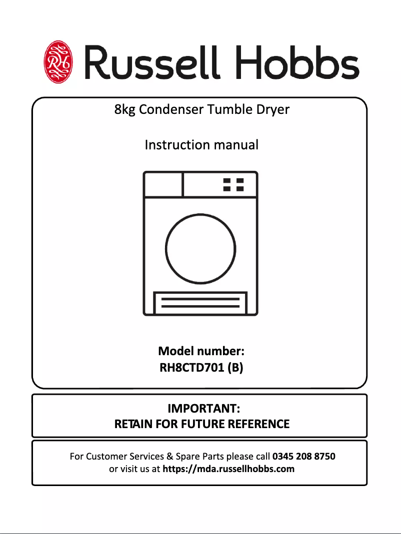 Page 1 de la notice Manuel utilisateur Russell Hobbs RH8CTD701B