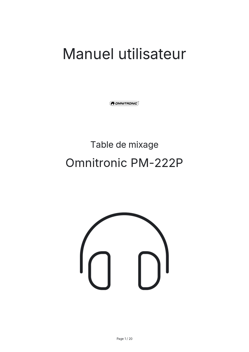 Image de la première page du manuel de l'appareil PM-222P