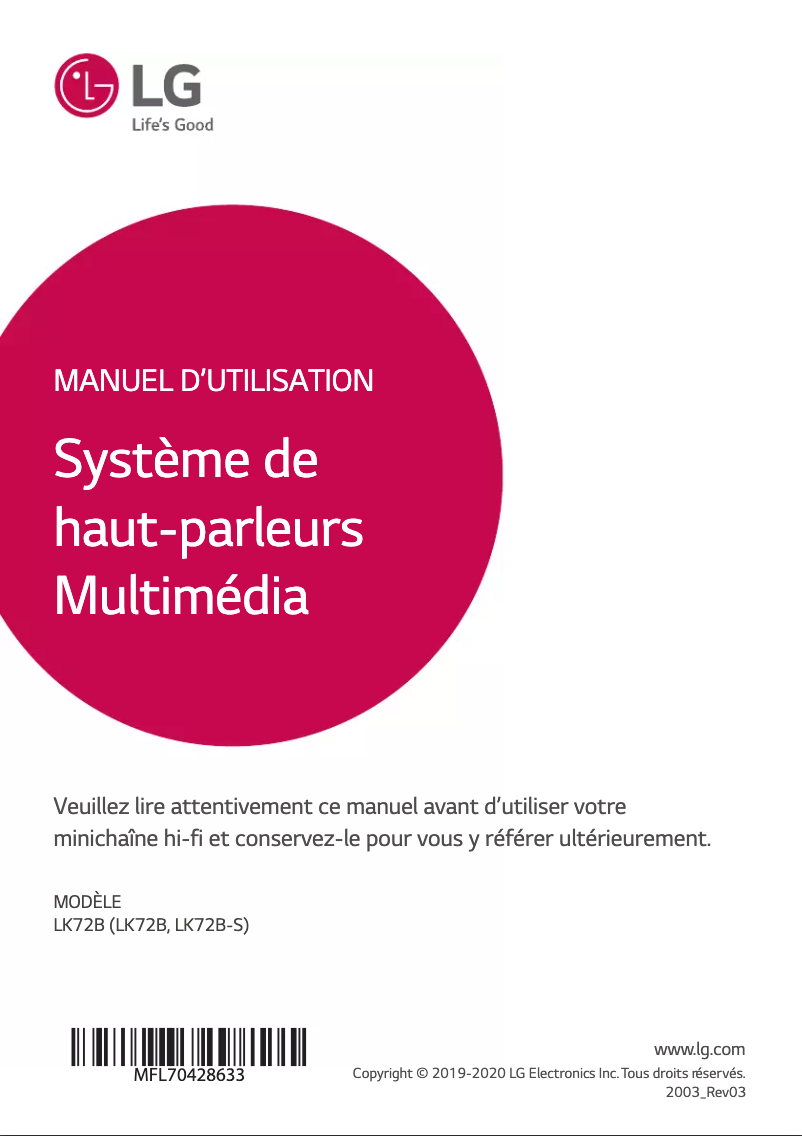 Página 1 del manual Manual de usuario LG XBOOM LK72B