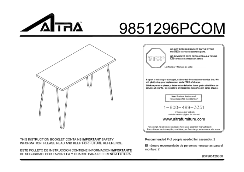 Image de la première page du manuel de l'appareil 9851296PCOM