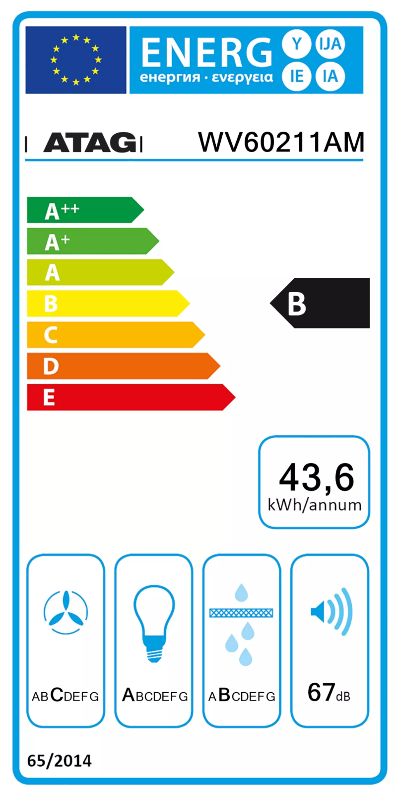 Page 1 de la notice Label énergétique Atag WV60211AM