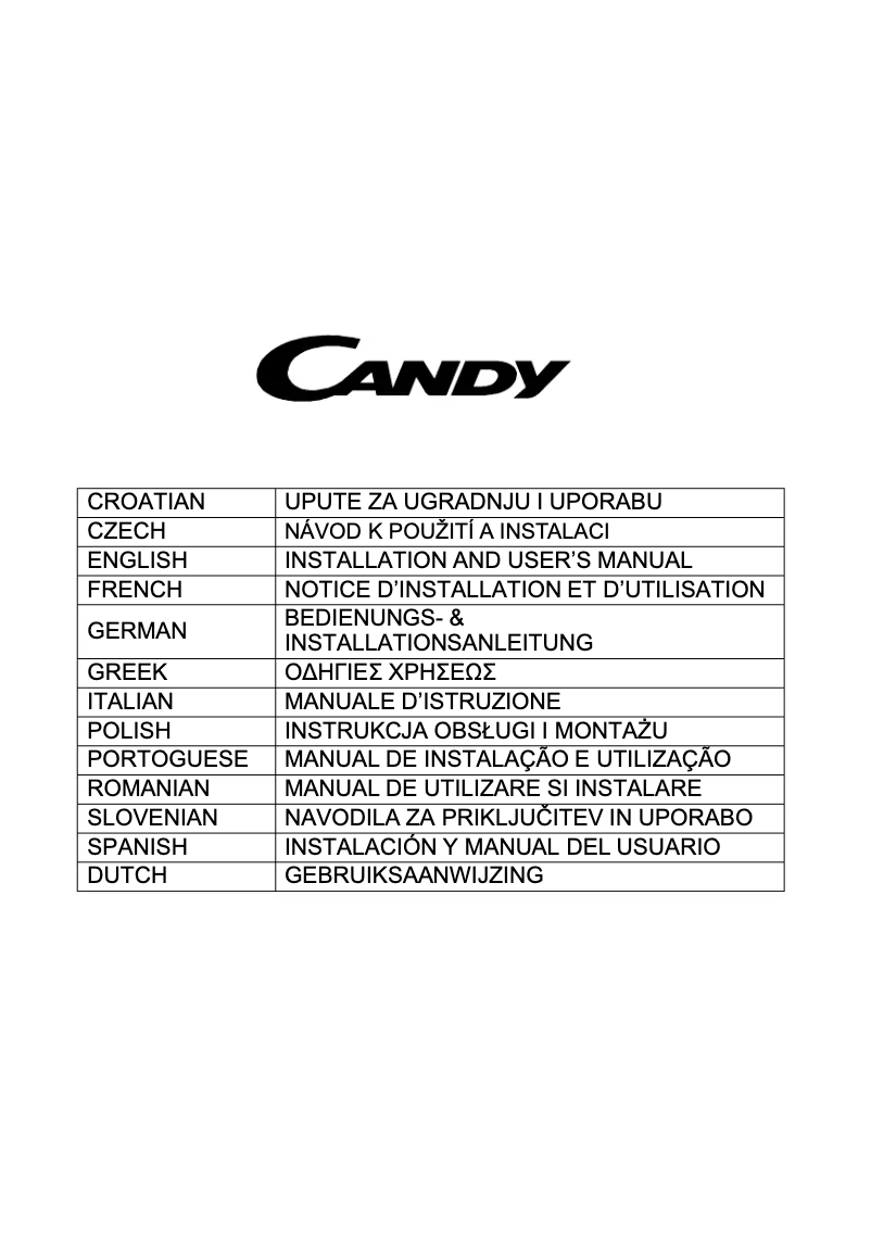 Page 1 de la notice Manuel utilisateur Candy CCE100NX