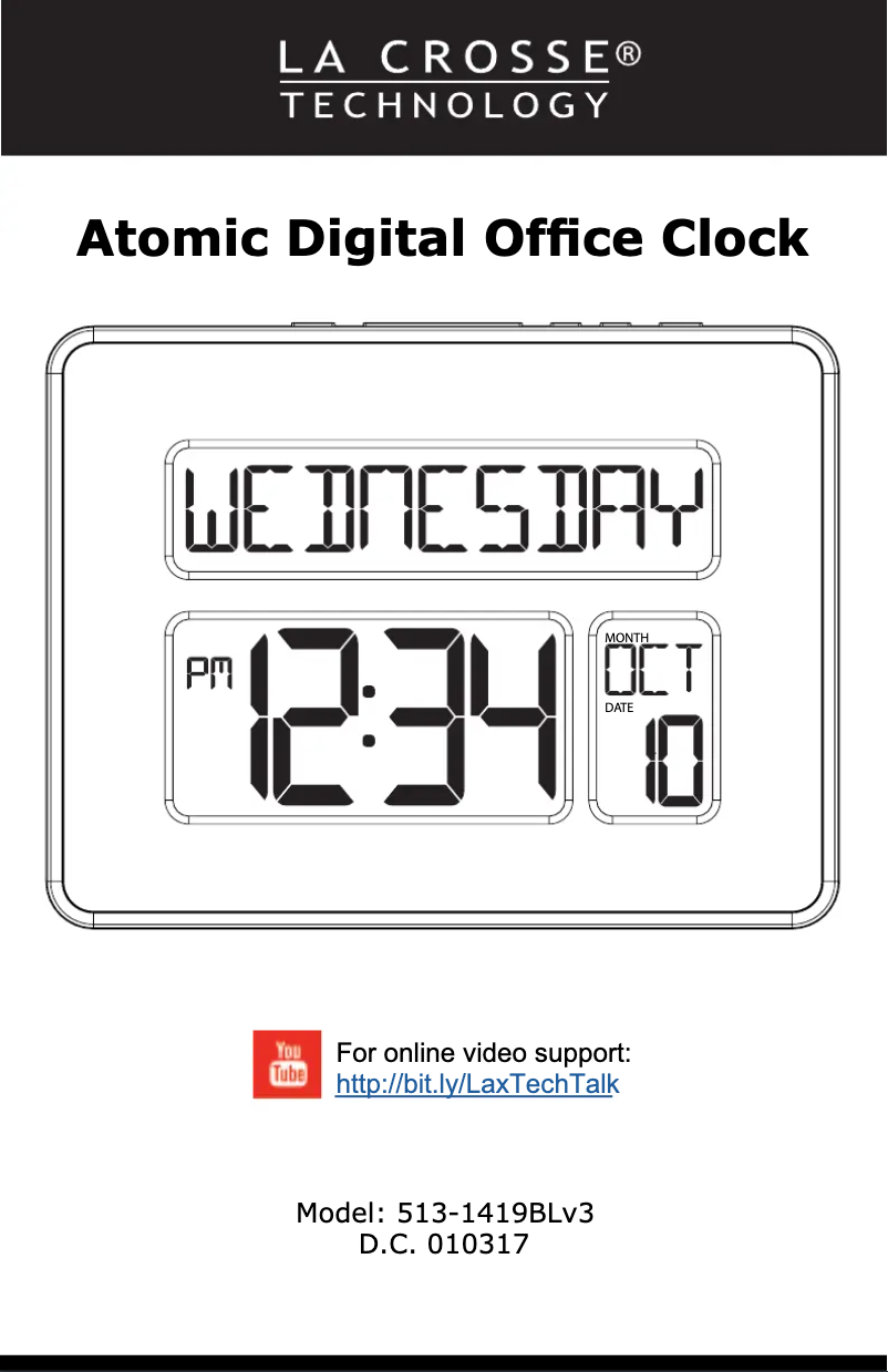 Page 1 de la notice Manuel utilisateur La Crosse Technology 513-1419BLV3