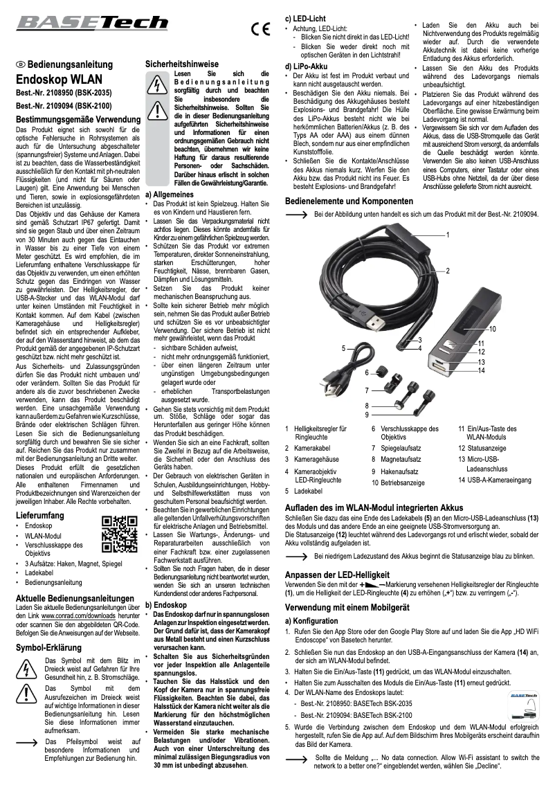 Page n°1 - Manuel utilisateur BaseTech BSK-2100