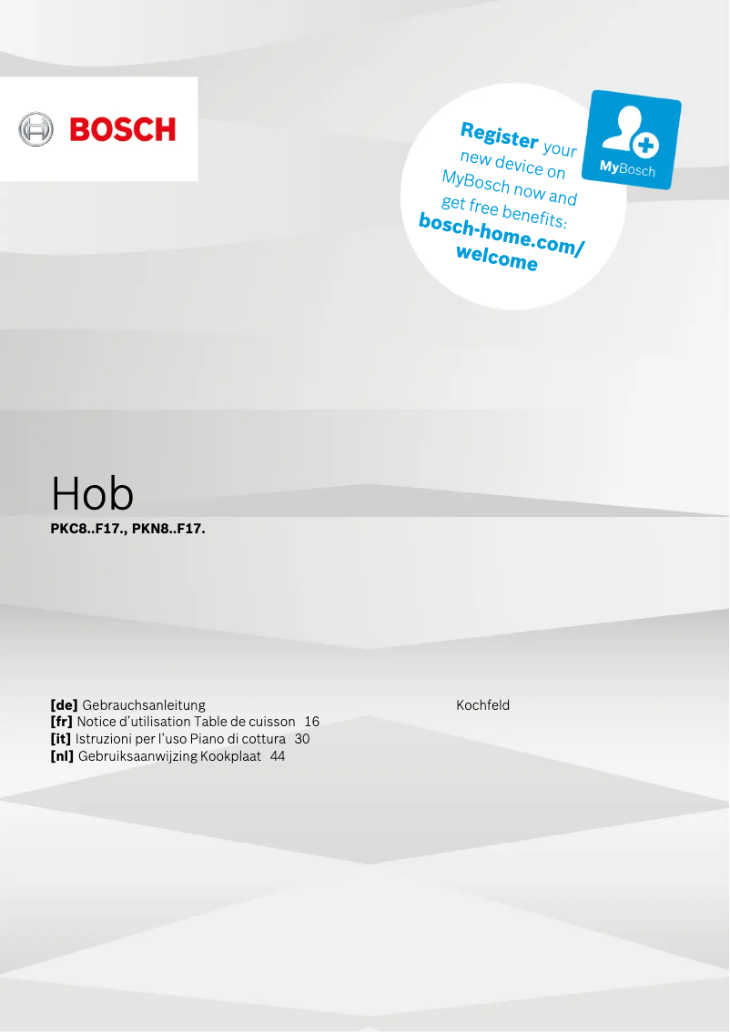 Page 1 de la notice Manuel utilisateur Bosch PKC845F17