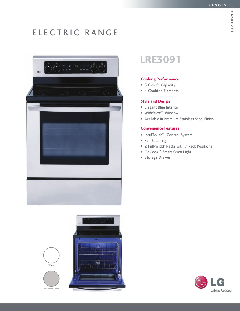 Página 1 del manual Ficha técnica LG LRE3091SW