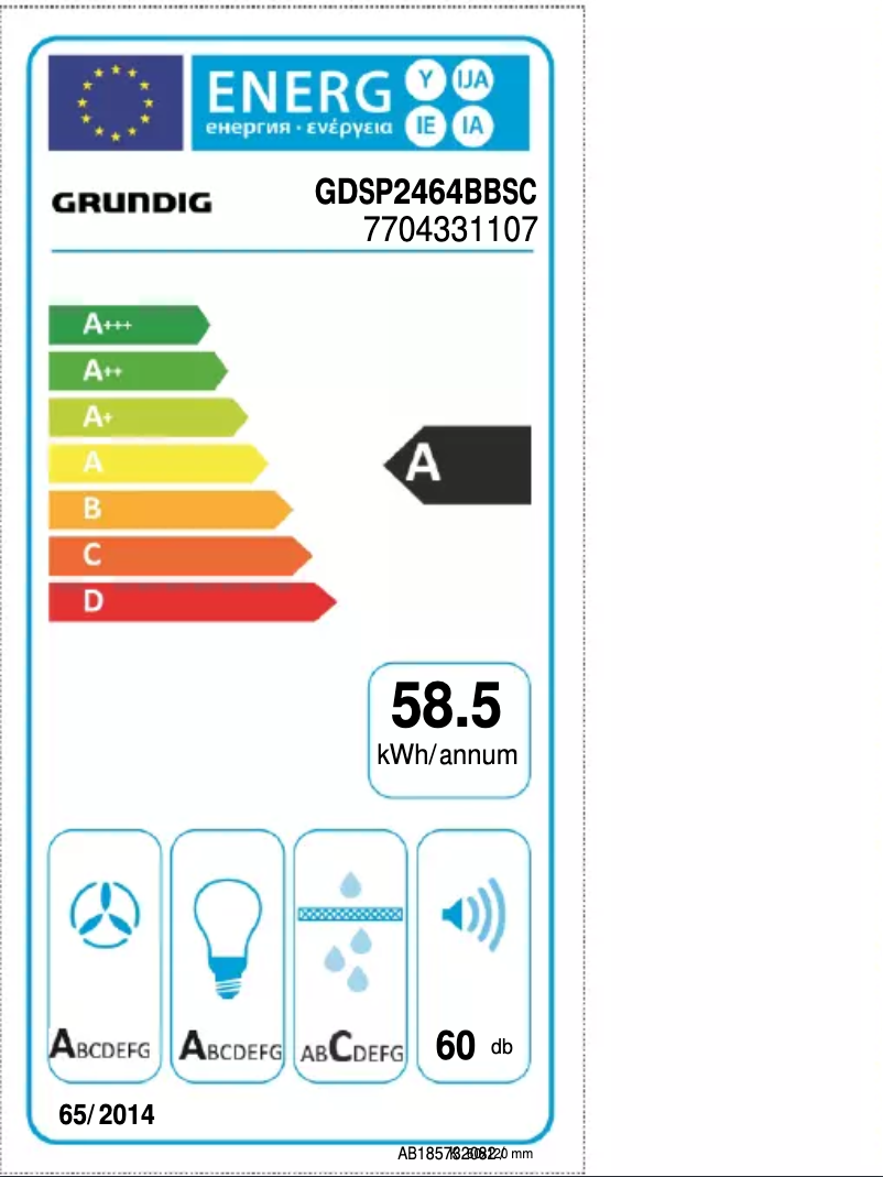 Página 1 del manual Etiqueta energética Grundig GDSP2464BBSC