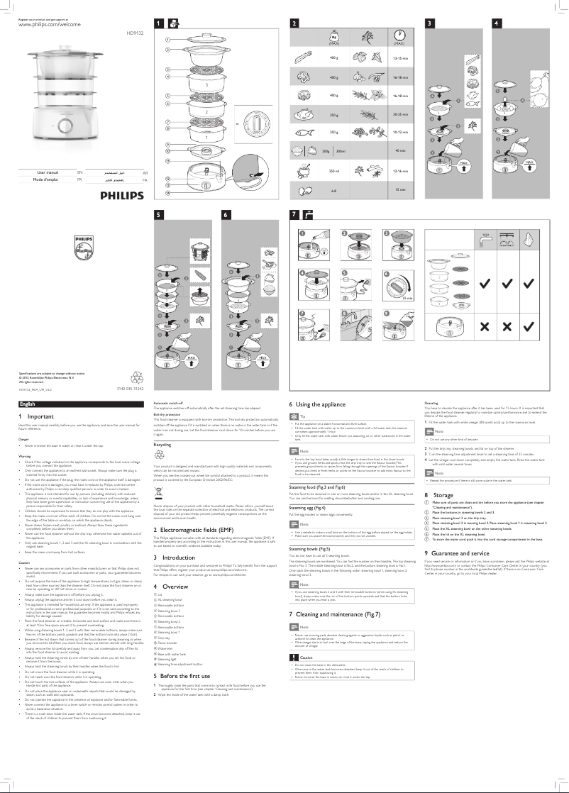 Page 1 de la notice Manuel utilisateur Philips HD9132
