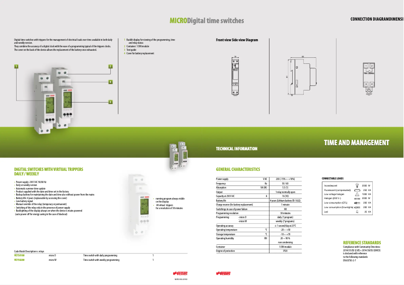Page 1 de la notice Fiche technique Vemer Micro W