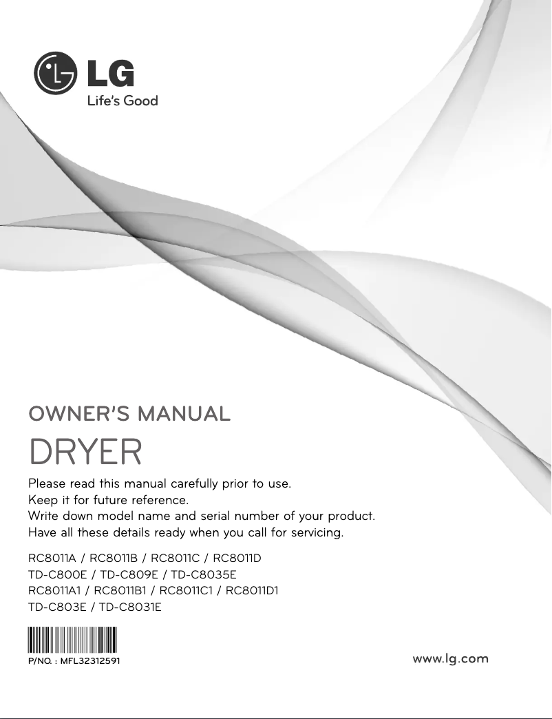Page n°1 - Manuel utilisateur LG TD-C8031E