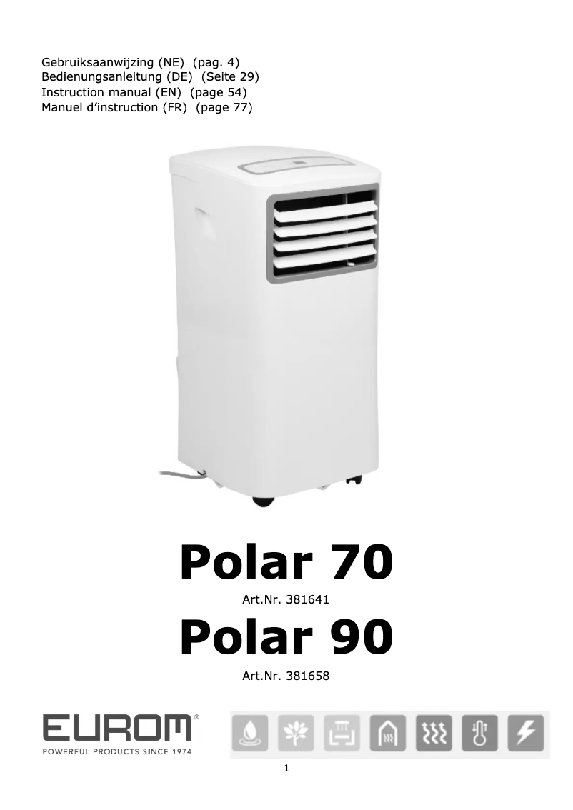 Page n°1 - Manuel utilisateur Eurom Polar 90
