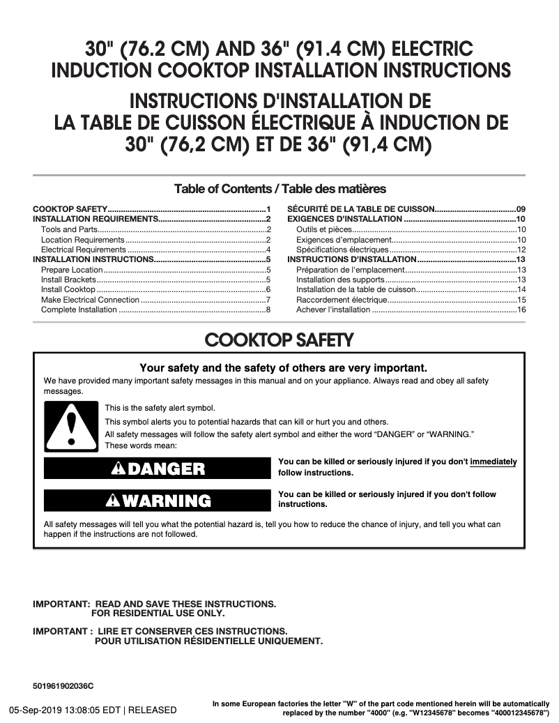 Page n°1 - Guide d'installation KitchenAid Architect KICU569XSS