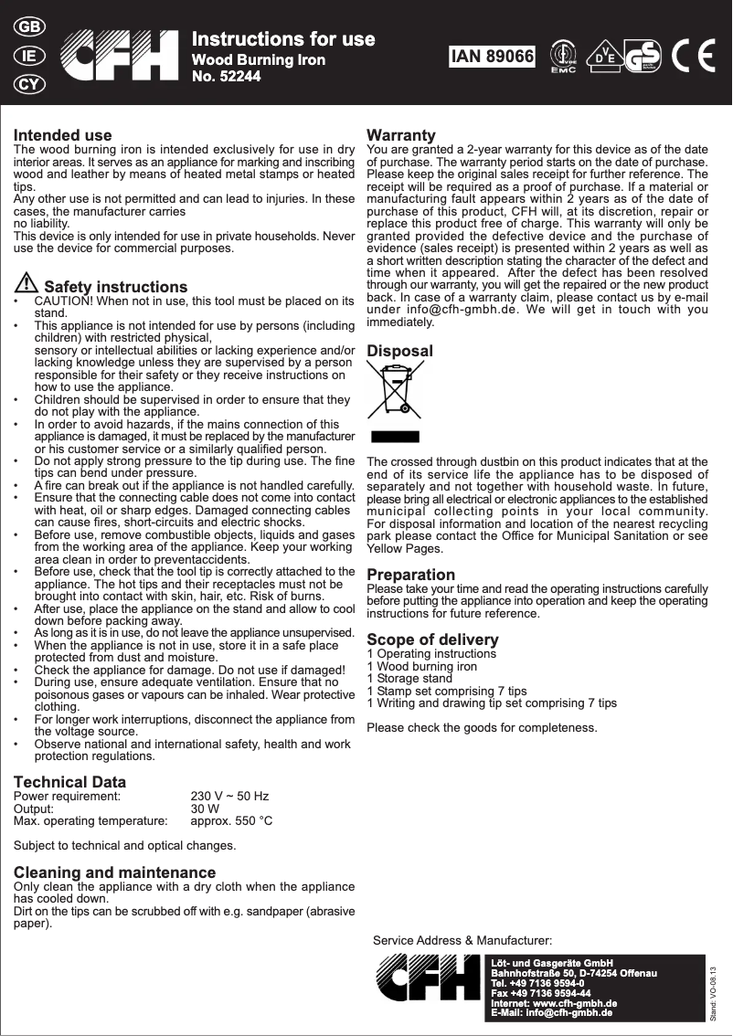 Page n°1 - Manuel utilisateur Crelando IAN 89066