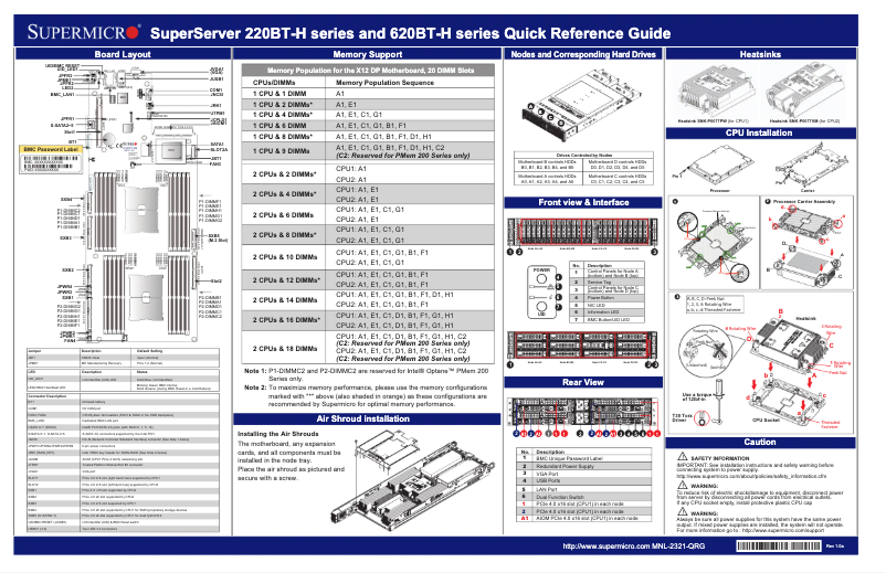 Image de la première page du manuel de l'appareil SuperServer SYS-620BT-HNTR