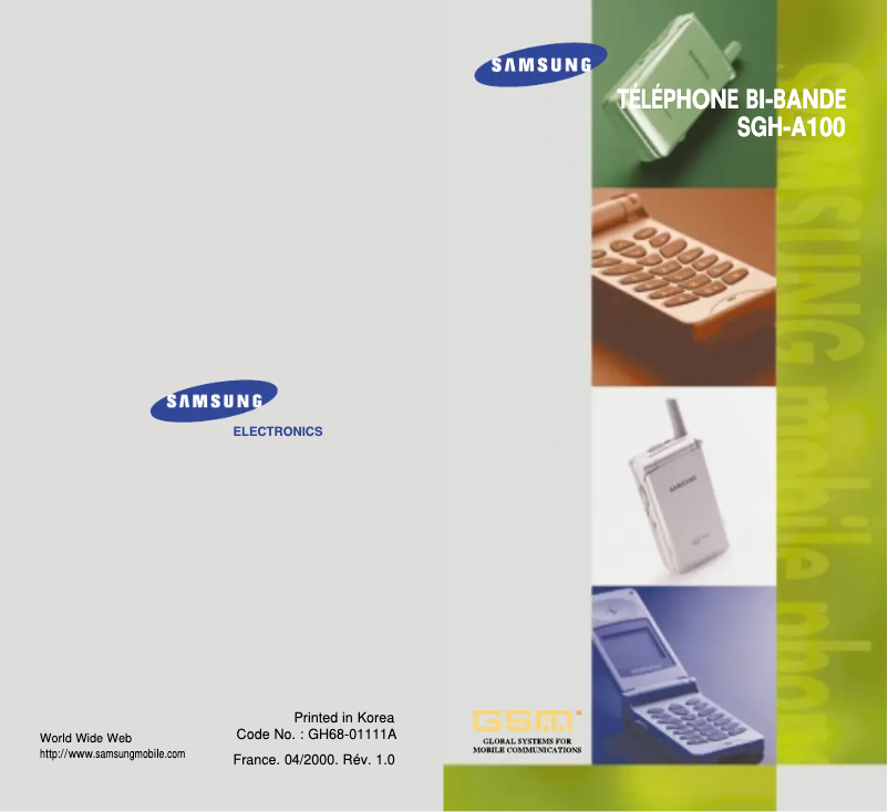 Page 1 de la notice Manuel utilisateur Samsung SGH-A100SA