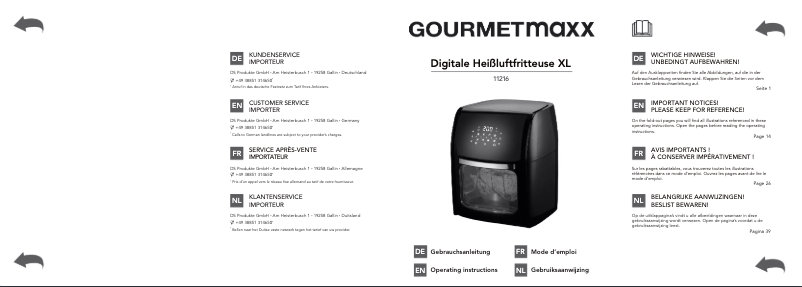 Page n°1 - Manuel utilisateur Gourmetmaxx 11216
