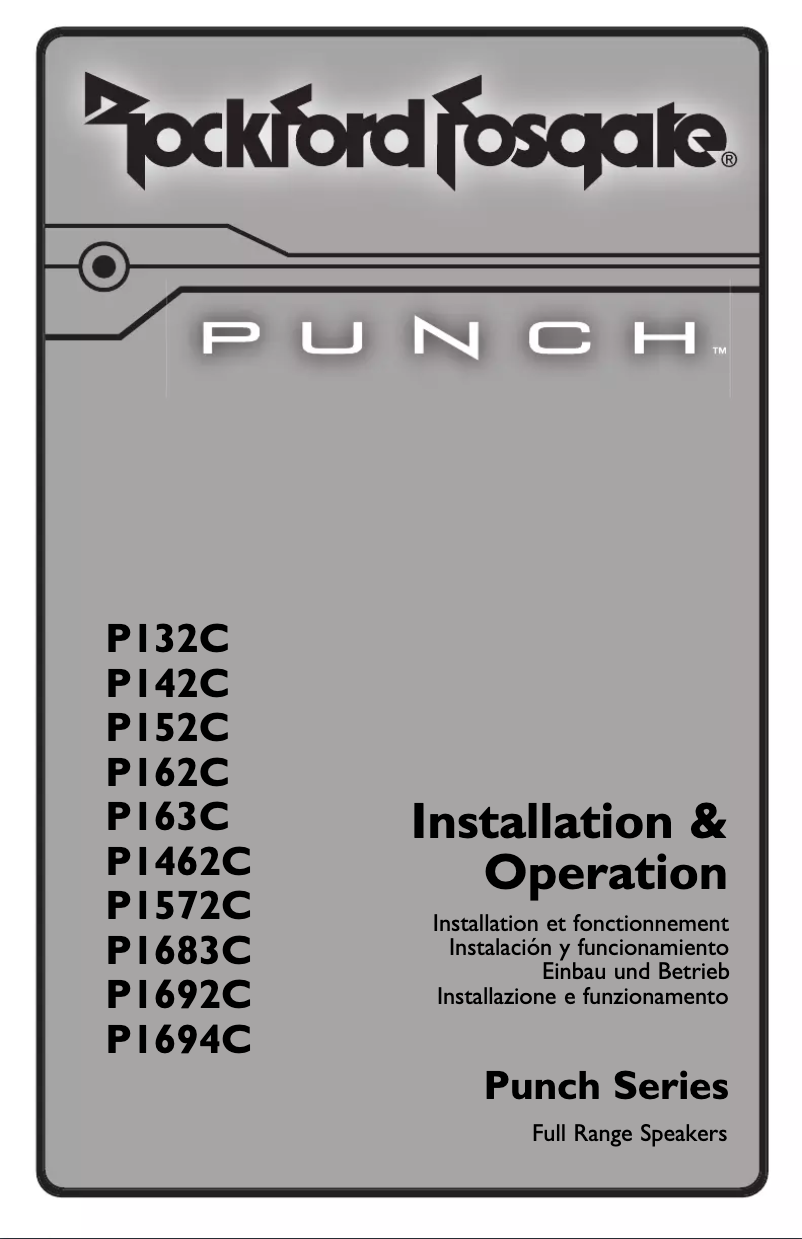 Page n°1 - Manuel utilisateur Rockford Fosgate Punch P162C