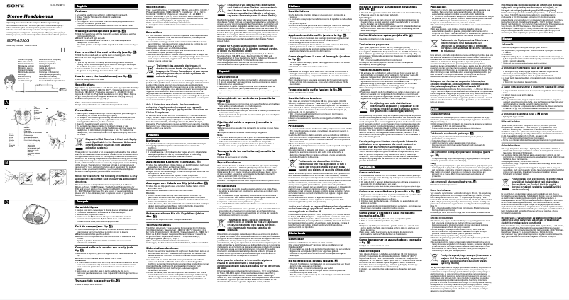 Image de la première page du manuel de l'appareil MDR-AS30G