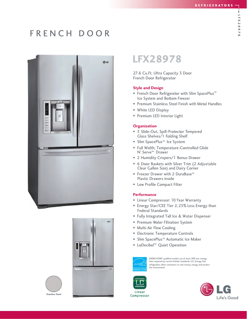 Página 1 del manual Ficha técnica LG LFX28978ST