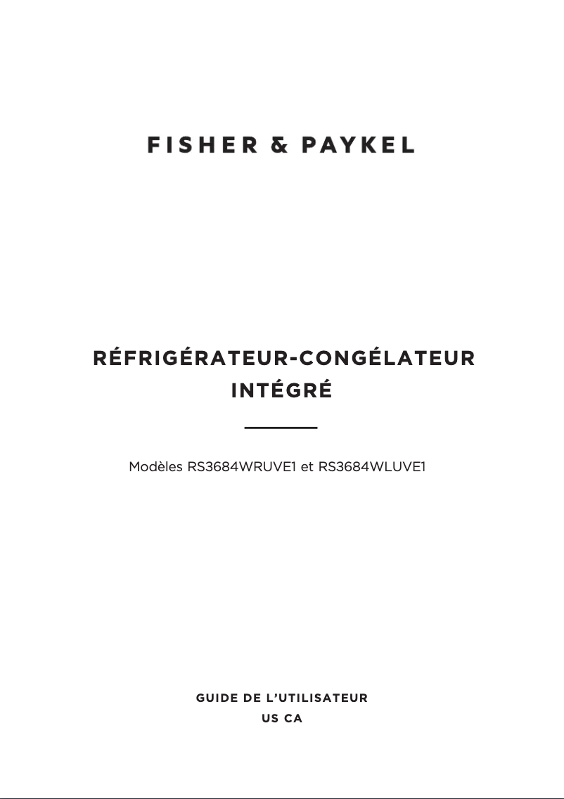 Page n°1 - Manuel utilisateur Fisher & Paykel RS3684WLUVE1