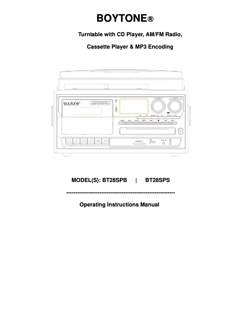 Image de la première page du manuel de l'appareil BT-28SPM