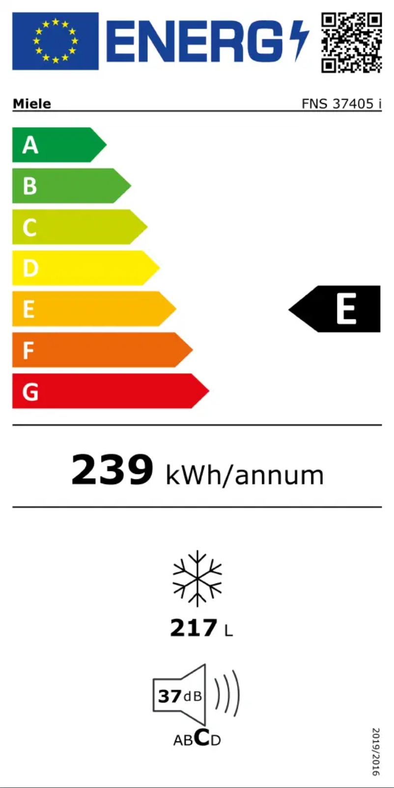Page n°1 - Label énergétique Miele FNS 37405 i