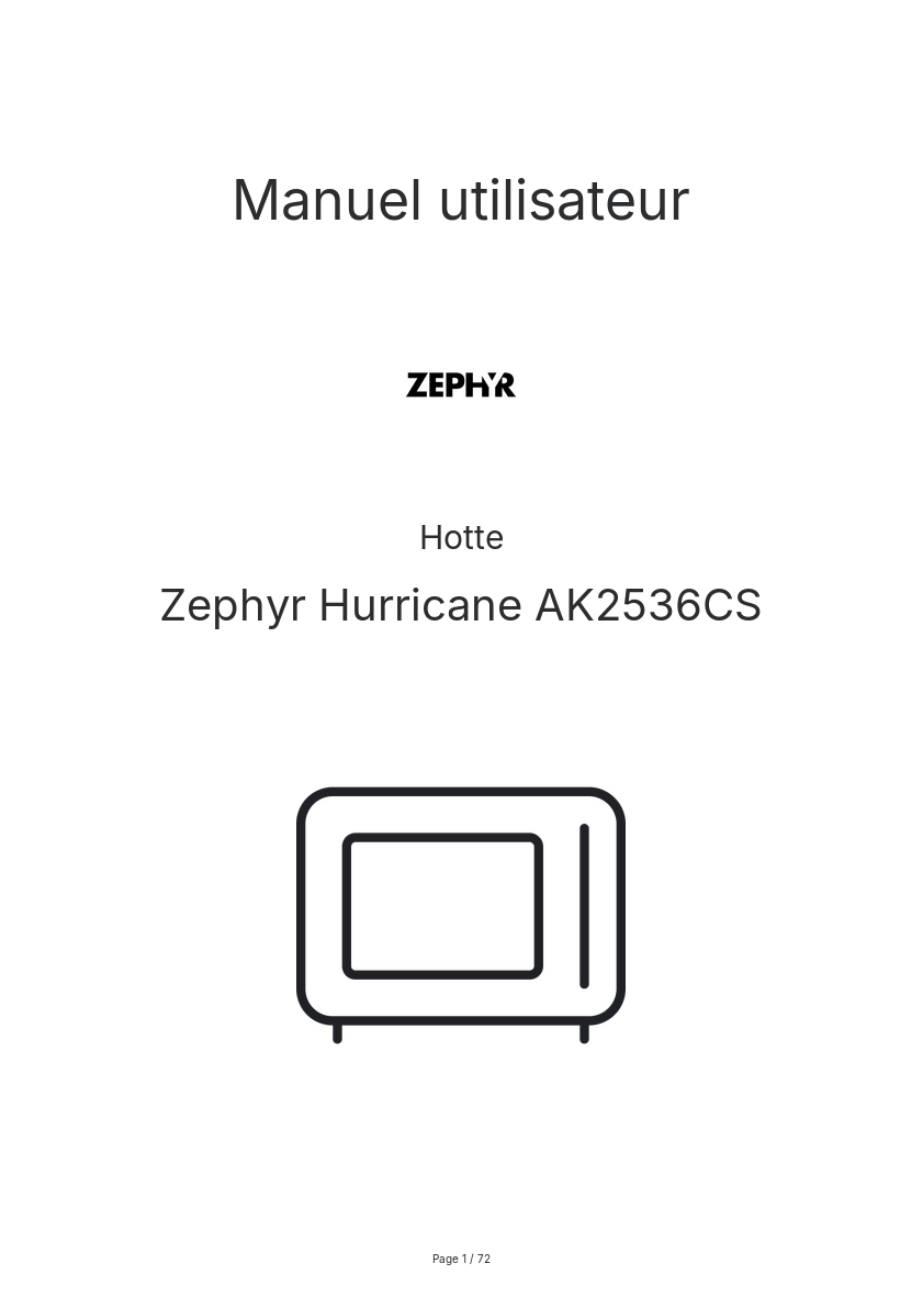 Page n°1 - Manuel utilisateur Zephyr Hurricane AK2536CS