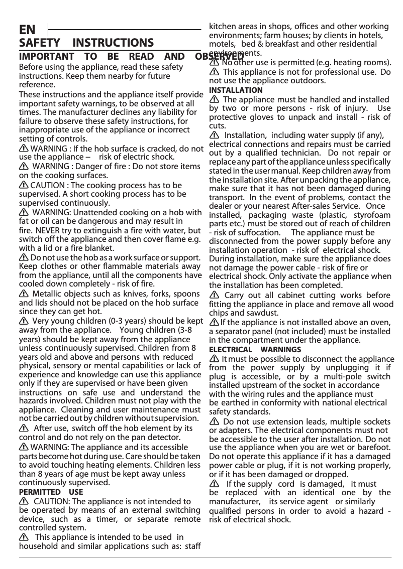 Page n°1 - Manuel utilisateur Hotpoint HT 1090 BA