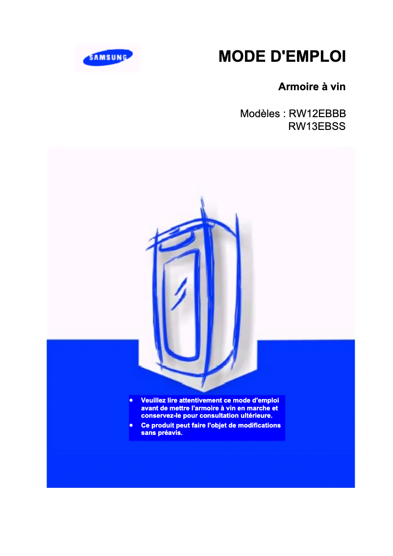 Page n°1 - Manuel utilisateur Samsung RW13EBSS