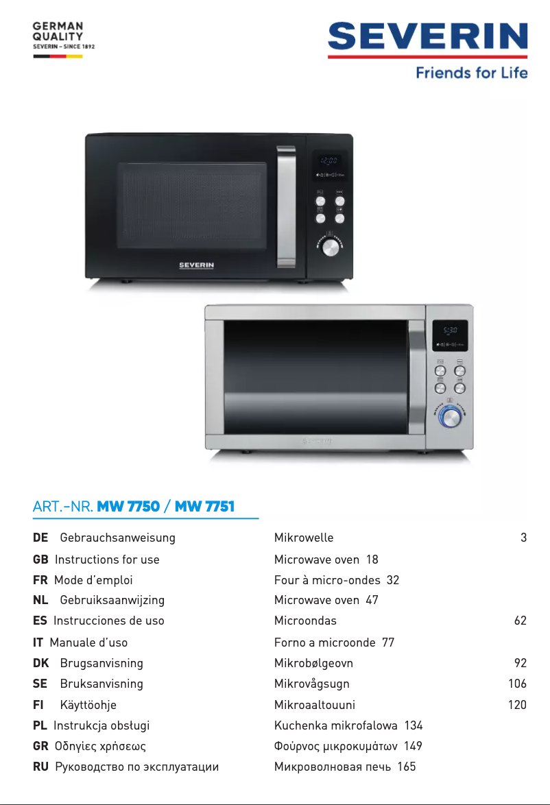 Image de la première page du manuel de l'appareil MW 7751