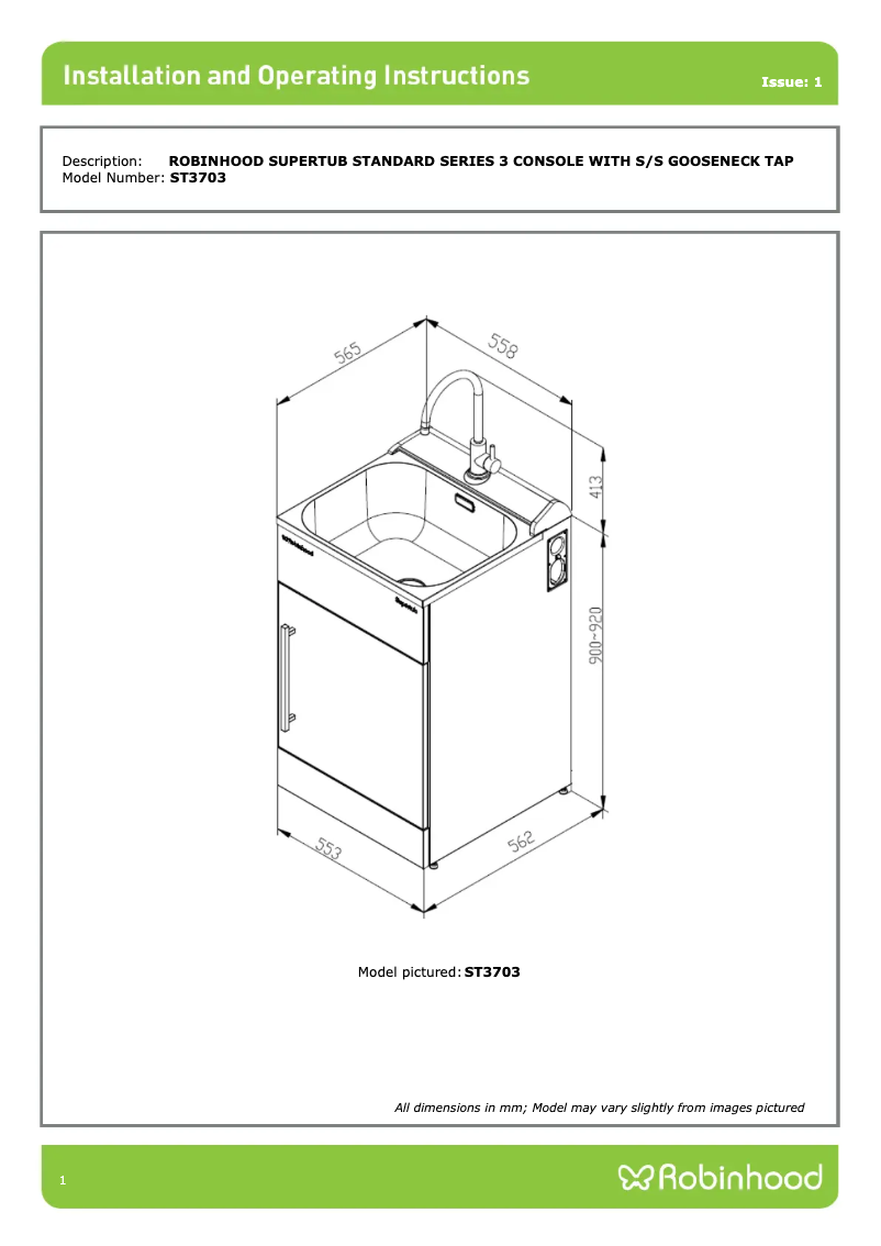 Page n°1 - Instructions / montage Robinhood ST1200