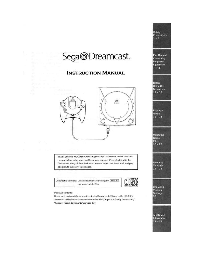Page 1 de la notice Manuel utilisateur Sega Dreamcast