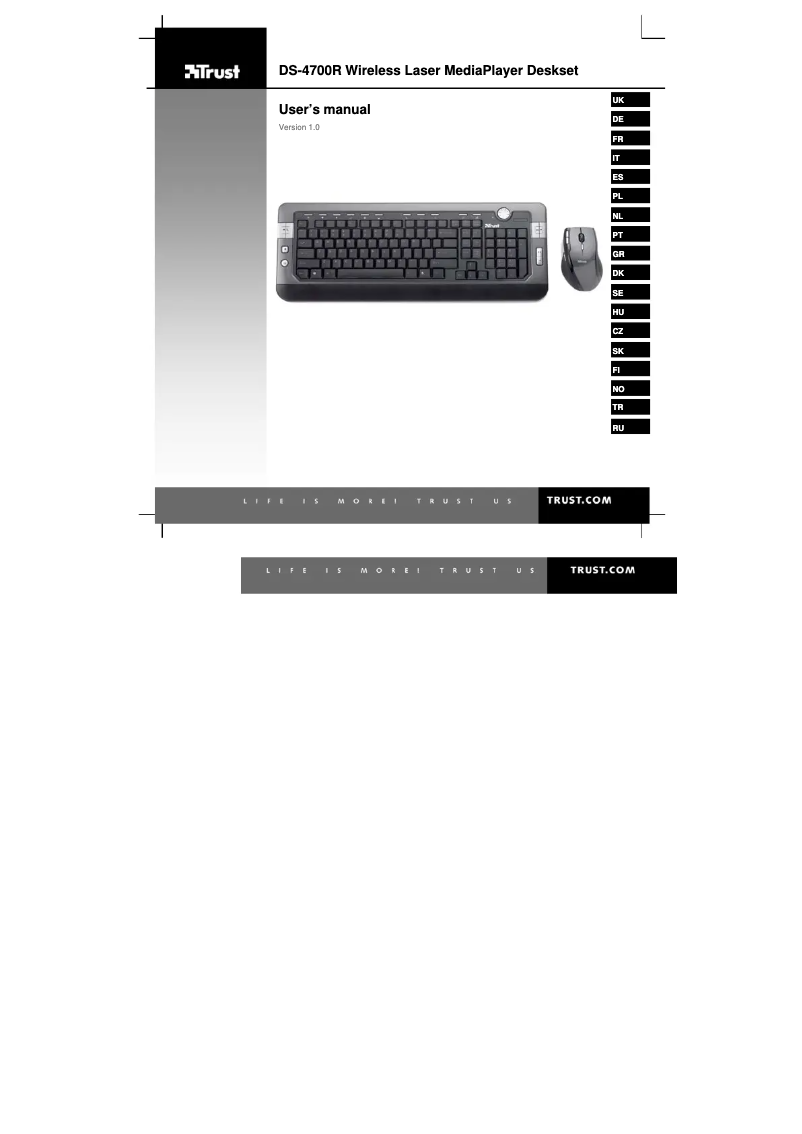 Page n°1 - Manuel utilisateur Trust Wireless Laser MediaPlayer Deskset