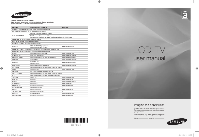 Page 1 de la notice Manuel utilisateur Samsung LE40A336J1D